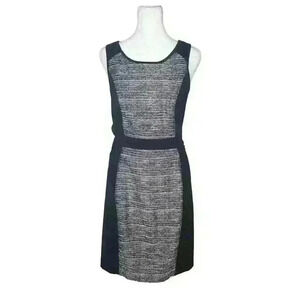 Elle women's black and gray knee length sleeveless dress tweed front size 2